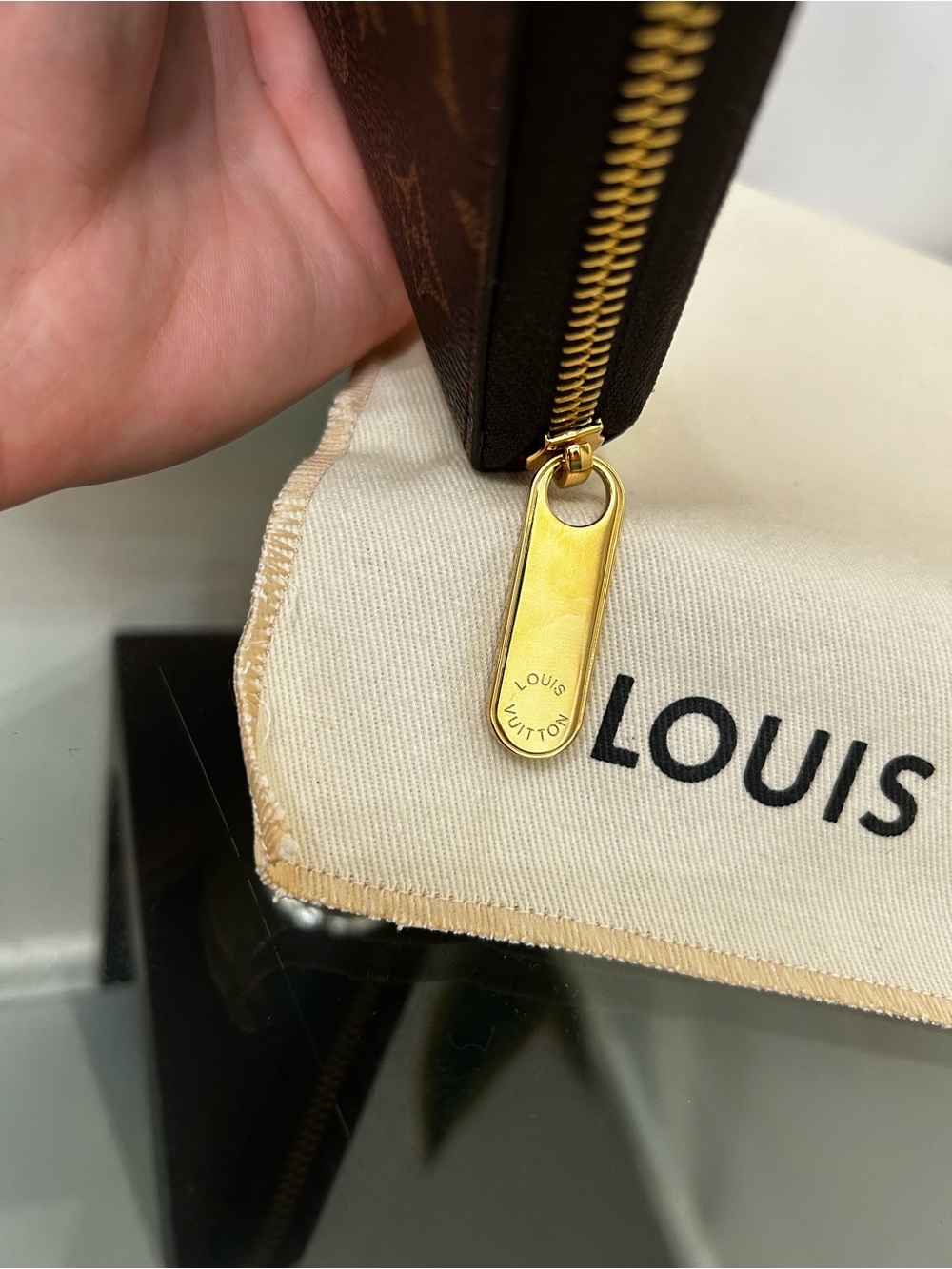 Louis Vuitton Brown Monogram Zip Around Wallet with Gold Hardware - Picture 6 of 9